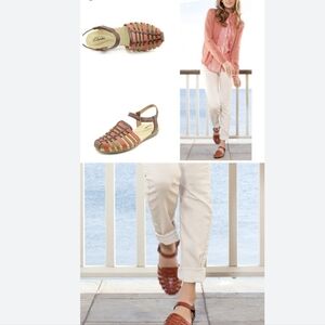 Clarks NEW Brown Multi Woven Leather Closed Toe Sandals 6.5 Medium NWOT